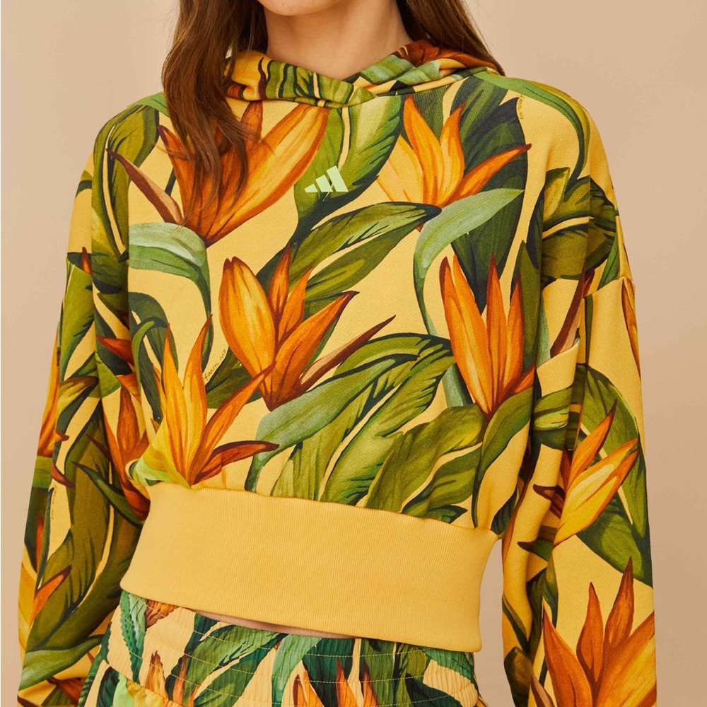 Farm Rio x Adidas Birds Of Paradise Semi Spark Jacket Cropped Hoodie - Picture 4 of 8